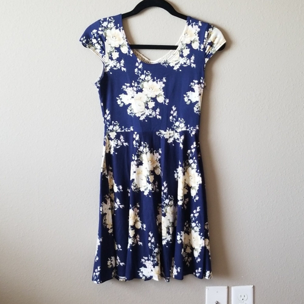 Fit and flare floral lace mini dress summer